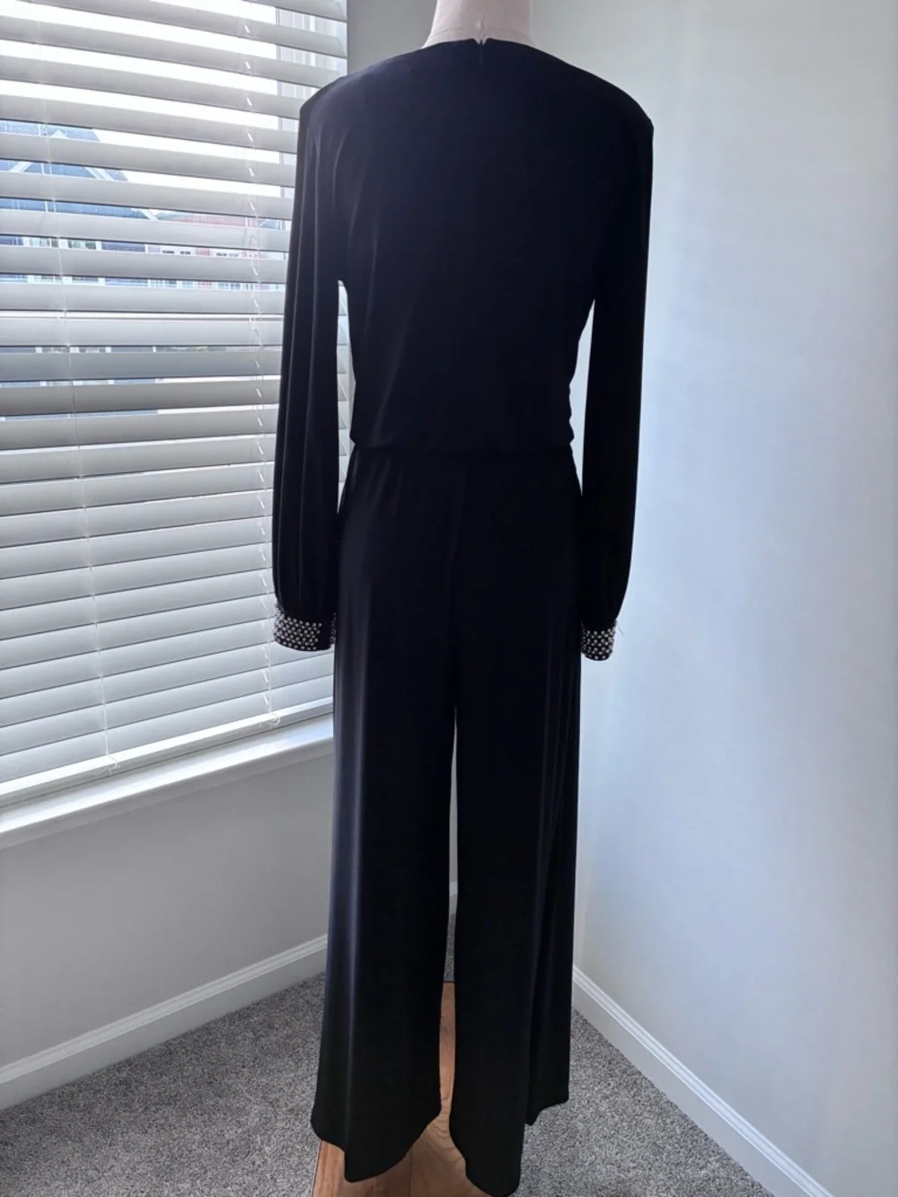 MSK Women’s Black Rhinestone Embellishment Wide Leg Jumpsuit